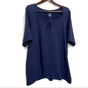 TORRID BLUE LIGHTWEIGHT KEYHOLE CREW TIE FRONT T SHIRT PLUS 5X TOP